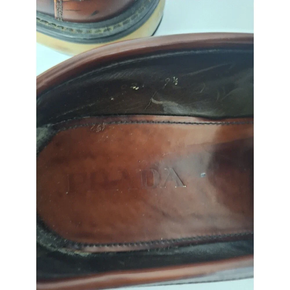 PRADA Mens Leather Loafers Sz 9.5 Brown Chunky Preppy Vintage Y2K School Teacher